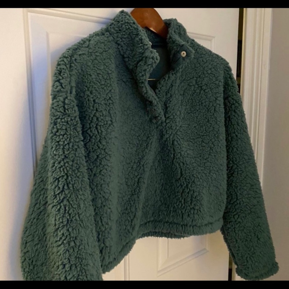 Pacsun Women’s Sherpa Sweater- Dark teal, Size Small